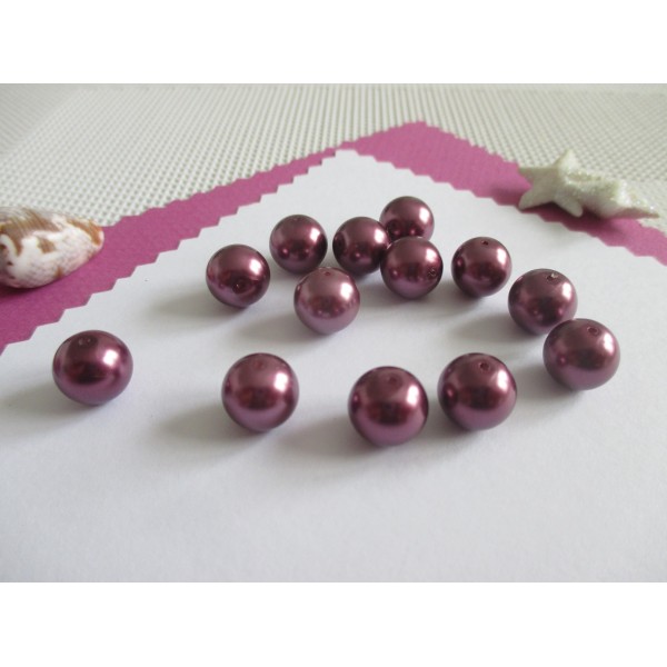 Perles en verre nacré 10 mm prune x 10 - Photo n°1