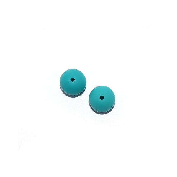 Perle ronde 12 mm en silicone vert canard - Photo n°1