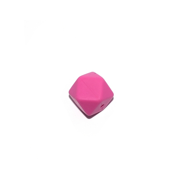 Perle hexagonale 17 mm en silicone rose - Photo n°1