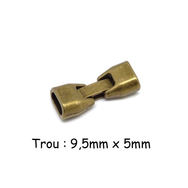Fermoir Clip Pour Cuir Regaliz En Métal Couleur Bronze, Pour 2 Cordons De 5mm - Photo n°1
