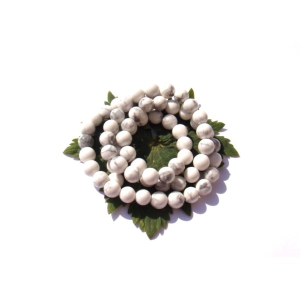 Howlite naturelle  : 15 Petites perles 4 MM de diamètre - Photo n°1