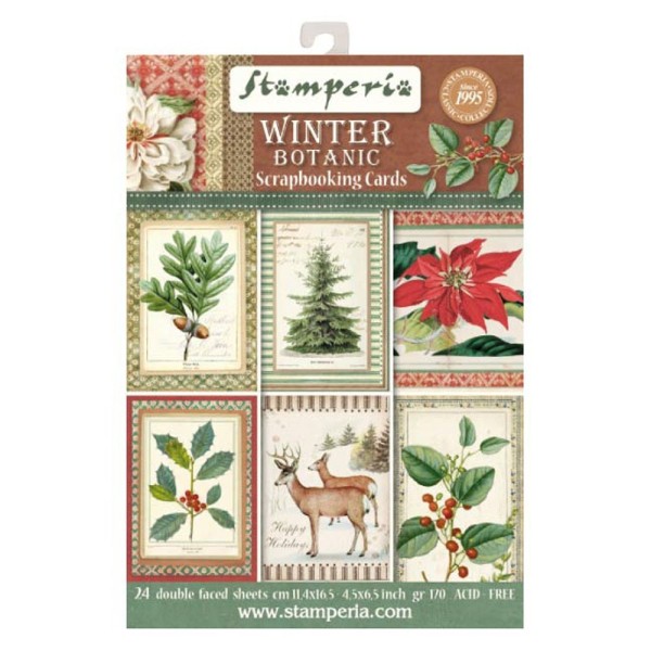 24 cartes décoratives Stamperia - Winter Botanic - Photo n°1