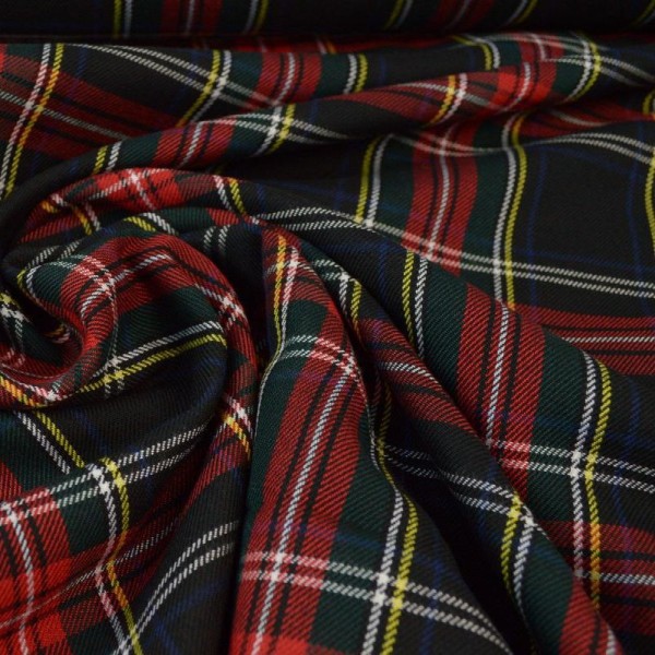 Tissu Tartan écossais à carreaux - noir, rouge et vert - Photo n°1