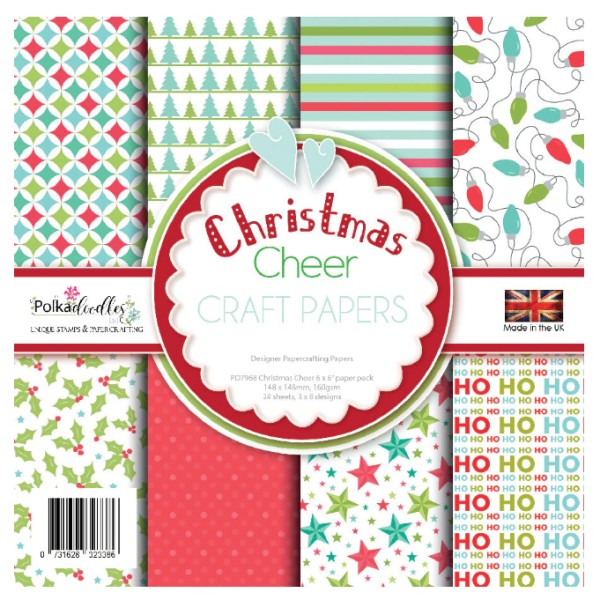 Papier scrapbooking Polkadoodles - Christmas Cheer - 14,8 x 14,8 - 24 feuilles - Photo n°1