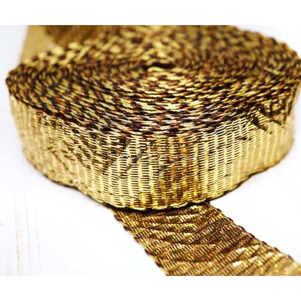 1m de 1,1 mètres de l'Or Plat Gravé en métal Ruban de Tissu de Garniture de Broderie à la Main en De - Photo n°2