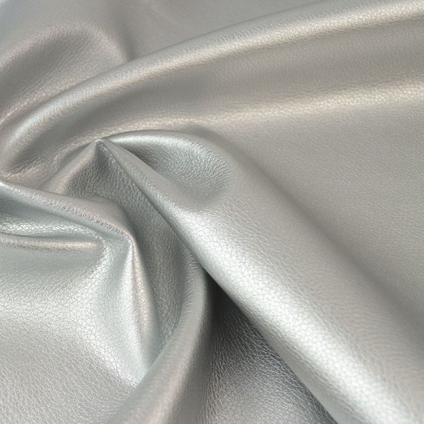 Tissu faux cuir brillant coloris Argent - Photo n°3