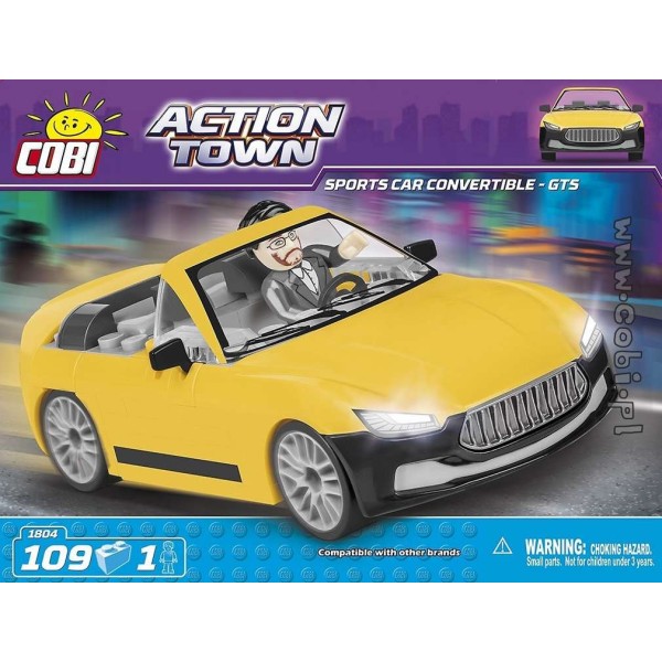 Voiture de sport cabriolet jaune - 109 pièces - 1 figurine Cobi - Photo n°1
