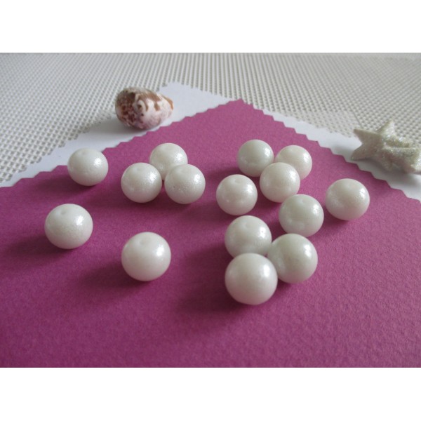 Perles en verre brillante 10 mm blanche x 10 - Photo n°1