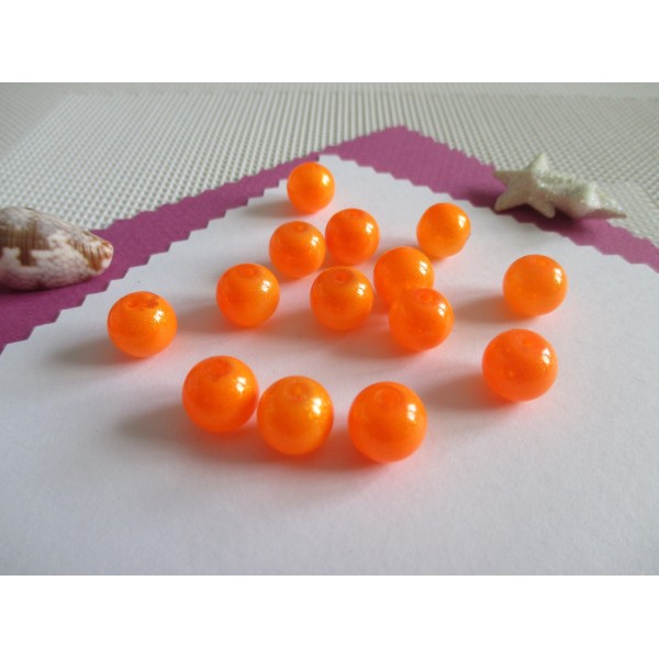 Perles en verre brillante 10 mm orange x 10 - Photo n°1