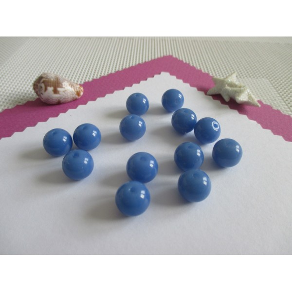 Perles en verre ronde 10 mm bleu azur x 10 - Photo n°1