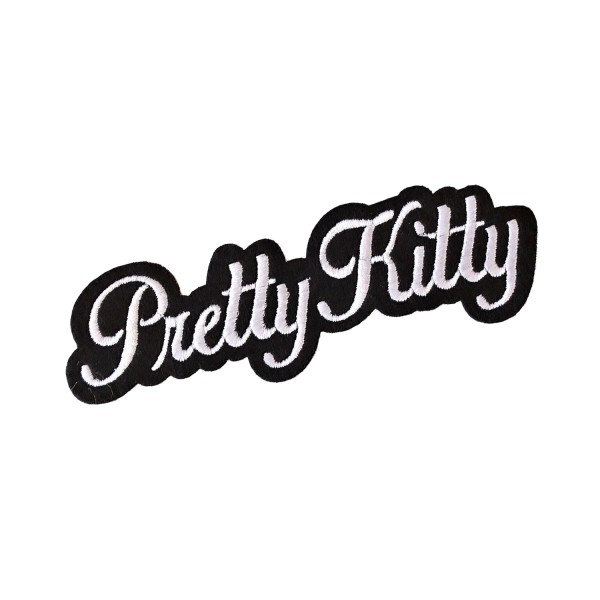 Ecusson brodé Pretty Kitty, patch thermocollant pour customisation, 14 cm - Photo n°1