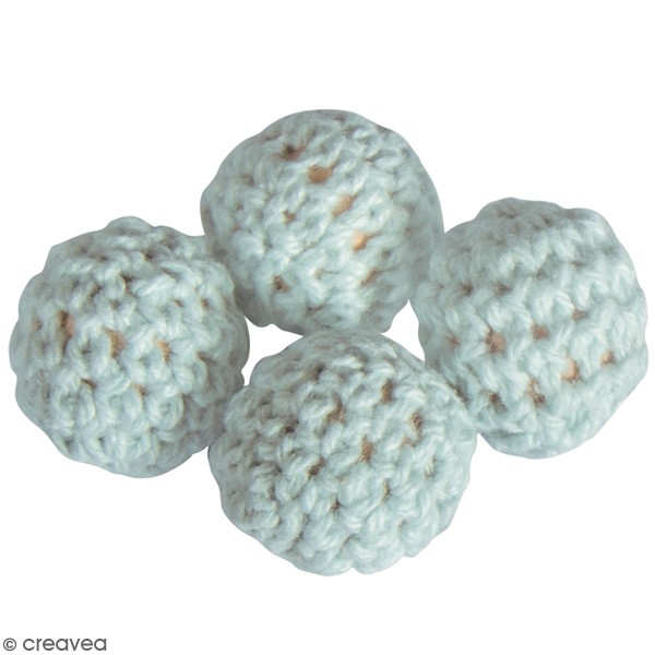 Lot de perles en crochet - 16 mm - Bleu clair - 4 pcs - Photo n°1