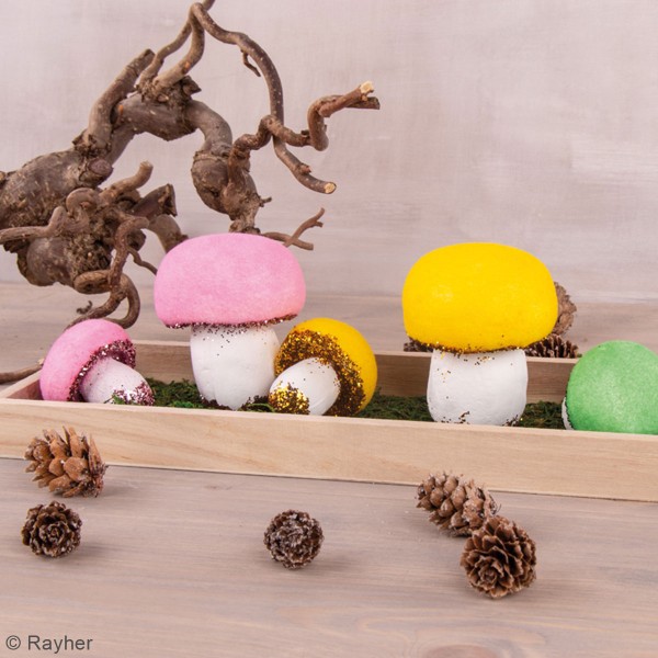 Lot de champignons en polystyrène à décorer - De 5 à 7,5 m - 5 pcs - Photo n°2