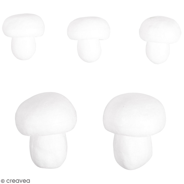 Lot de champignons en polystyrène à décorer - De 5 à 7,5 m - 5 pcs - Photo n°1