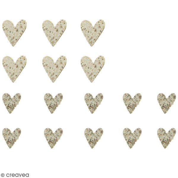 Miniatures en bois - Coeur champagne doré - 2 à 3 cm  - 16 pcs - Photo n°1