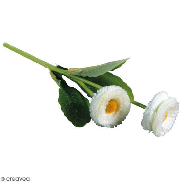 Fleur Artificielle avec tige - Oeillet blanc - 23 cm - Photo n°1