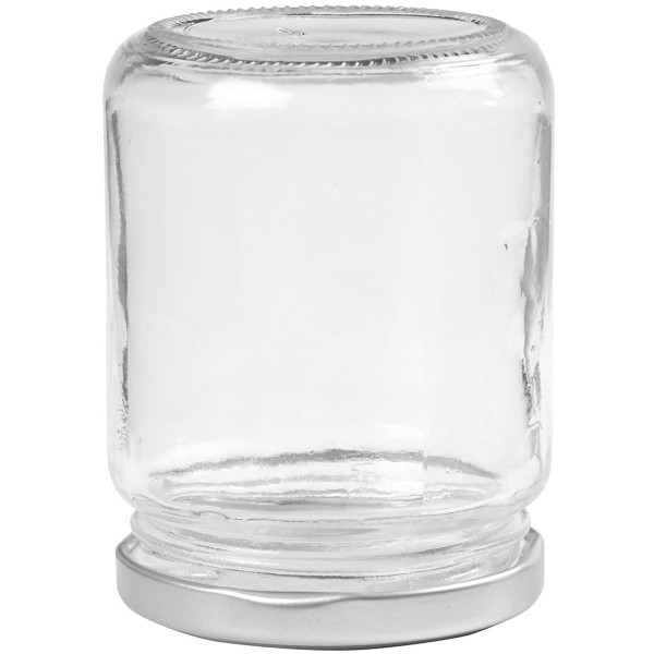 Pot en verre avec couvercle à vis argenté - 6,8 x 9,1 cm - 240 ml -1 pce - Photo n°2