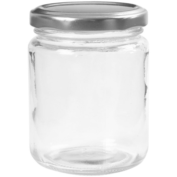 Pot en verre avec couvercle à vis argenté - 6,8 x 9,1 cm - 240 ml -1 pce - Photo n°1