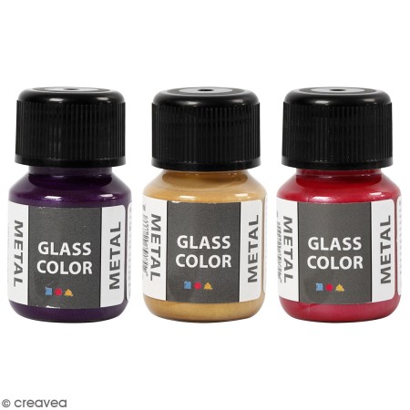 Peinture sur verre A-Color Glass - Plusieurs coloris à effet métallisé - 35 ml