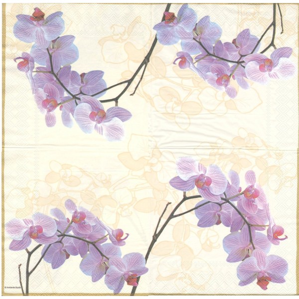 4 Serviettes en papier Orchidées Fleurs Format Lunch Decoupage Decopatch 13304225 Ambiente - Photo n°1