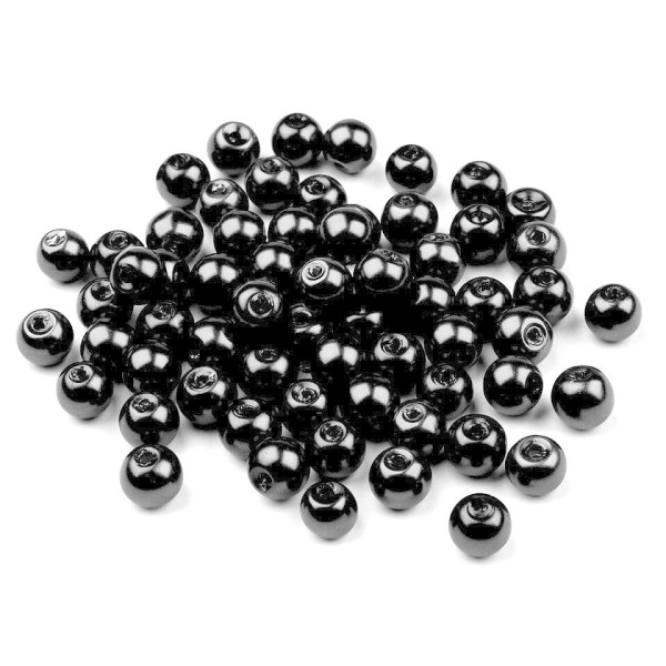 50g B Noir Rond Verre Perles Imitation Perles de Ø6 Mm - Photo n°1