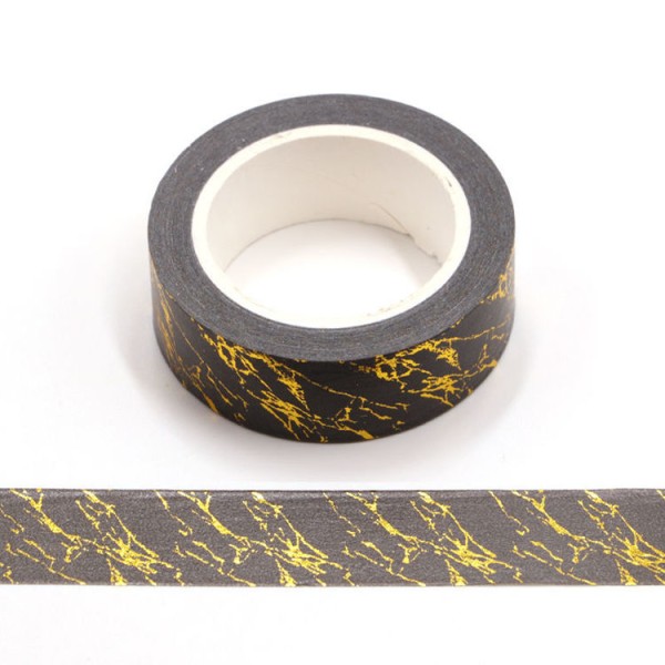 Masking tape métallisé effet marbre noir et or - 15mm x 10m - Photo n°1