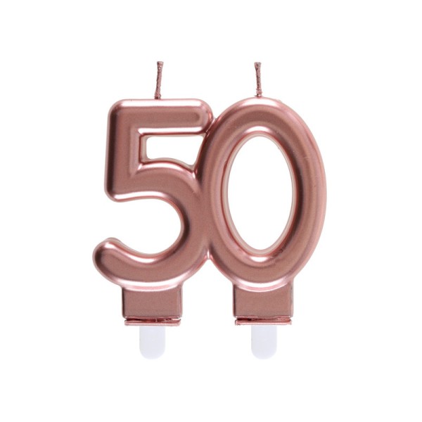 Bougie chiffre 50 rose gold - Photo n°1