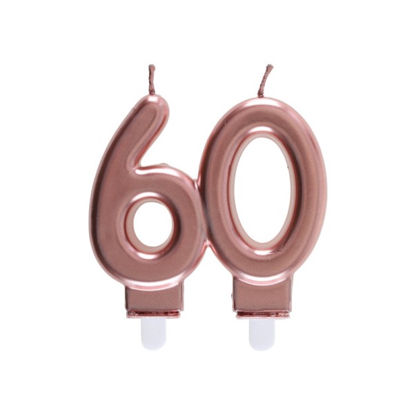 Bougie chiffre 60 rose gold - Photo n°1