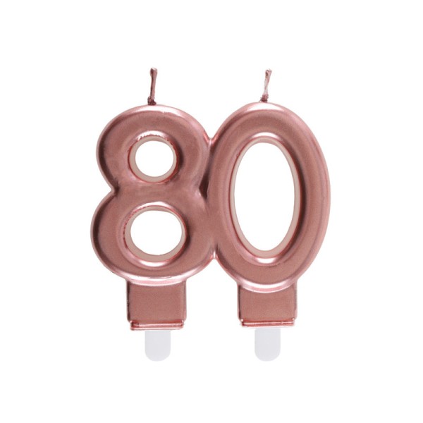 Bougie chiffre 80 rose gold - Photo n°1