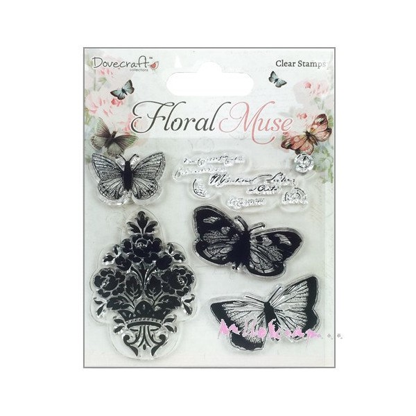 Tampon transparent - Dovecraft - Floral Muse - 5 pièces - Photo n°1