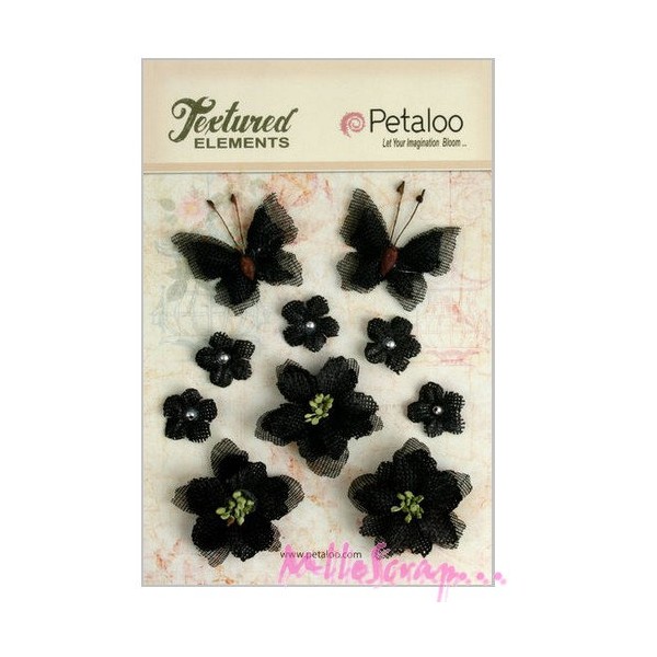 Papillons, fleurs tissu - Petaloo -10 pièces - Photo n°1