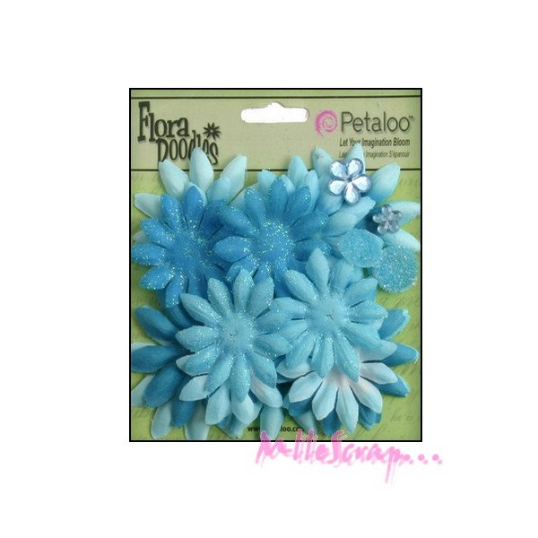 Fleurs tissu - Petaloo - bleu - 25 pièces - Photo n°1