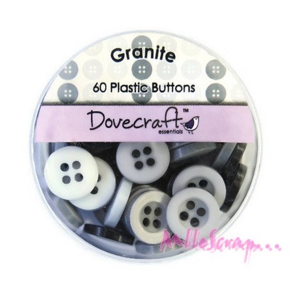 Boutons gris - Dovecraft - 60 pièces - Photo n°1