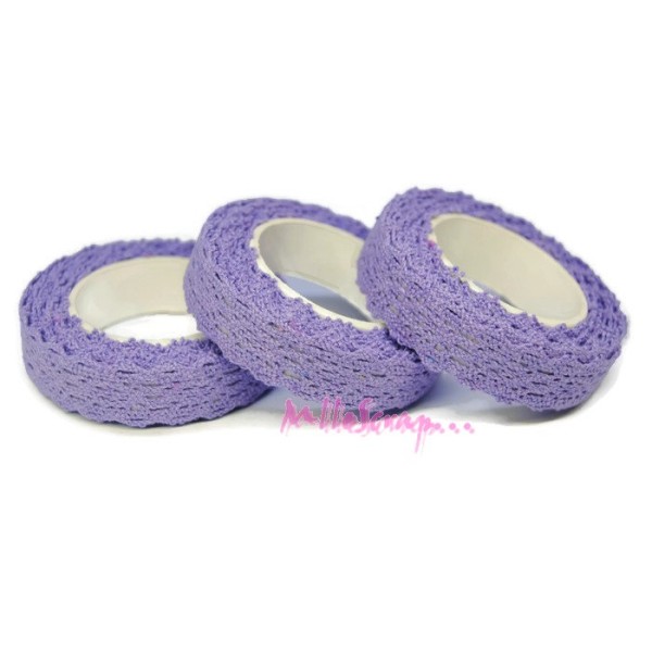 Masking tape tissu dentelle violet - rouleau de 2,5 m - Photo n°1