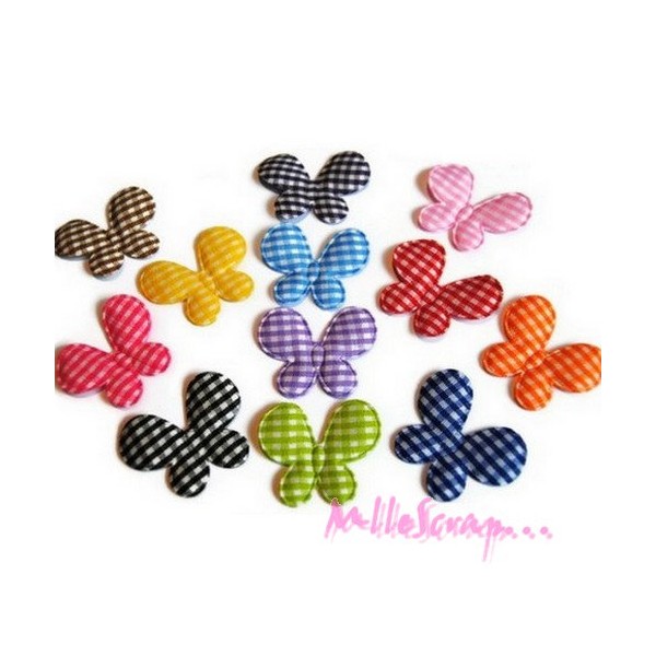 Mini papillons tissu vichy - 26 pièces - Photo n°1