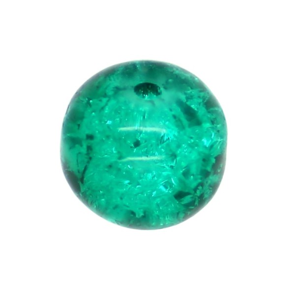 100 x Perle en Verre Craquelé 6mm Vert Emeraude - Photo n°1