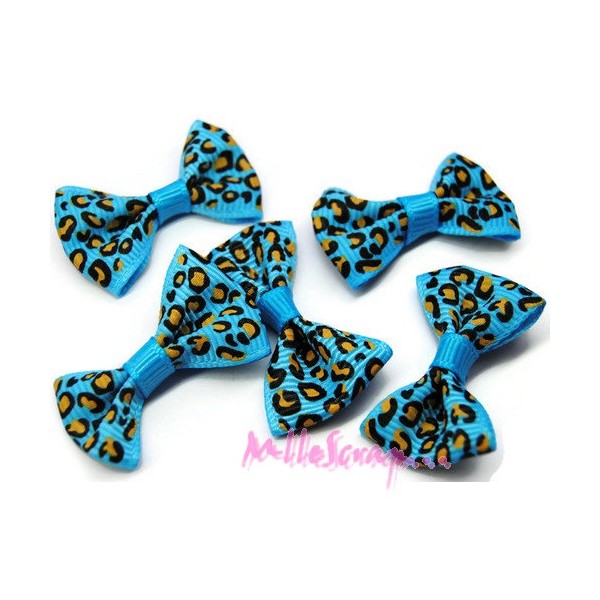 Nœuds tissu léopard bleu - 5 pièces - Photo n°1