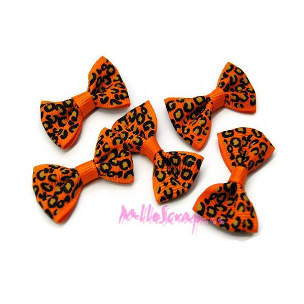 Nœuds tissu léopard orange - 5 pièces - Photo n°1