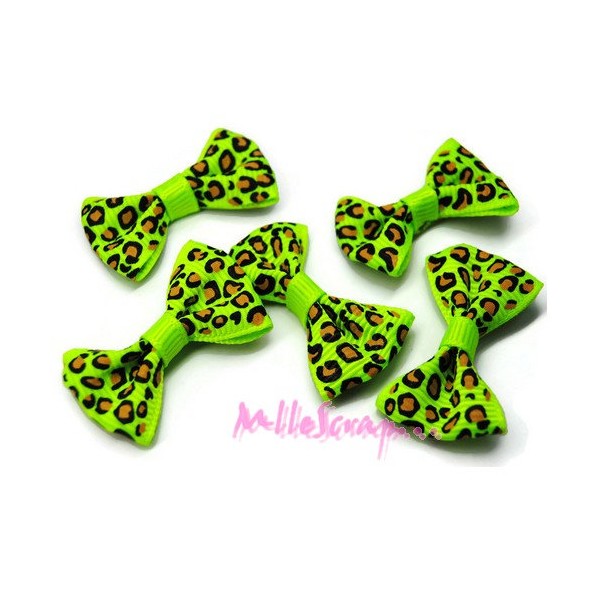 Nœuds tissu léopard vert - 5 pièces - Photo n°1