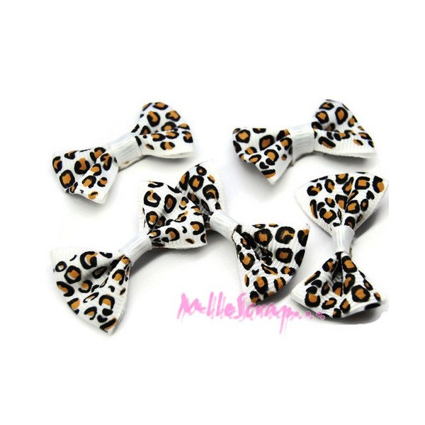 Nœuds tissu léopard blanc - 5 pièces - Photo n°1