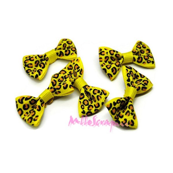 Nœuds tissu léopard jaune - 5 pièces - Photo n°1