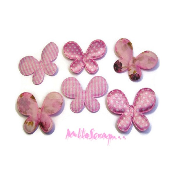 Appliques papillons rose - 6 pièces - Photo n°1