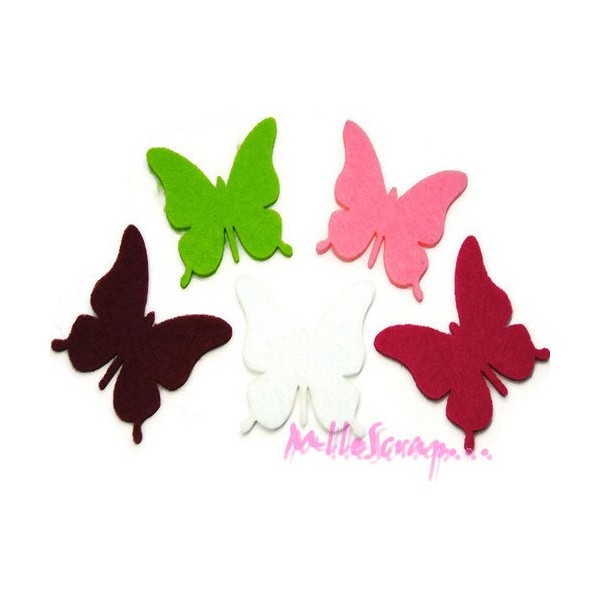 Papillons feutrine multicolore - 5 pièces - Photo n°1