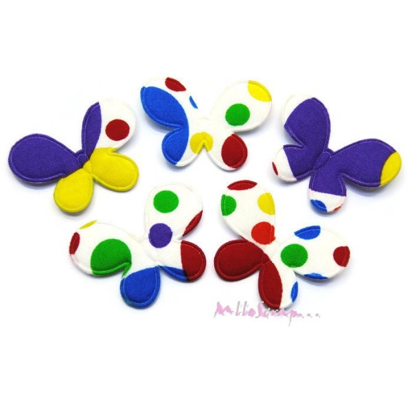 Appliques papillons multicolore - 5 pièces - Photo n°1