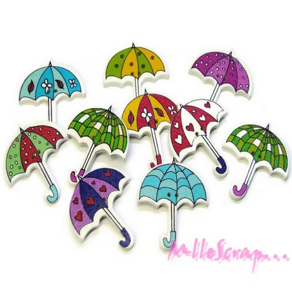 Boutons bois parapluies - 10 pièces - Photo n°1