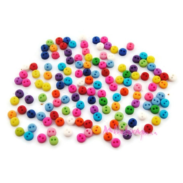 Mini boutons multicolore 5 mm - 50 pièces - Photo n°1