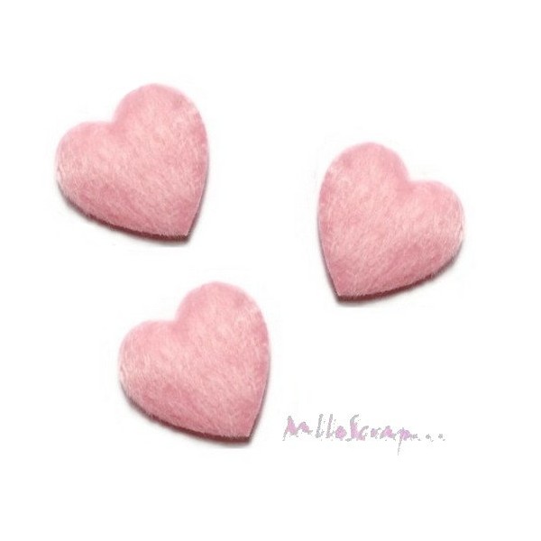 Appliques cœurs tissu rose - 10 pièces - Photo n°1
