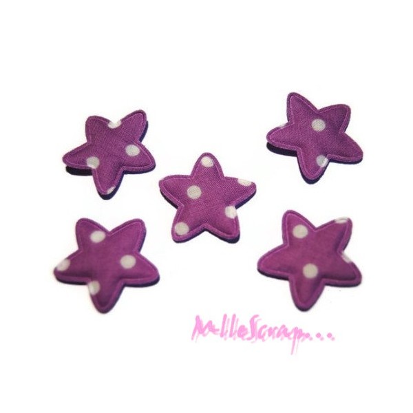 Appliques étoiles tissu violet - 10 pièces - Photo n°1