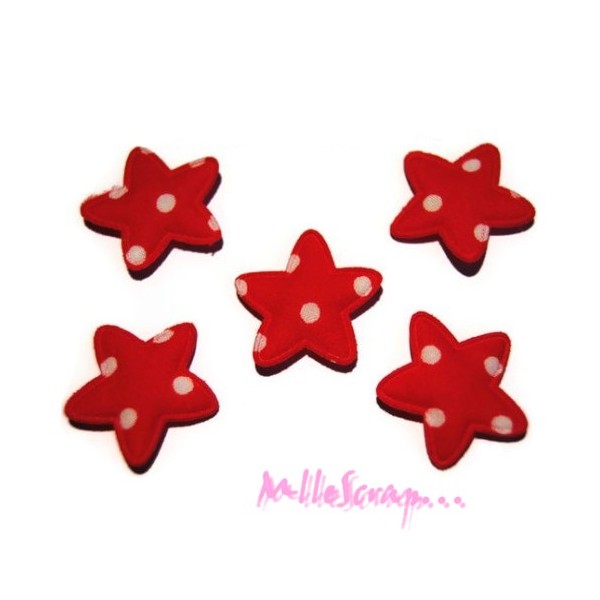 Appliques étoiles tissu rouge - 10 pièces - Photo n°1