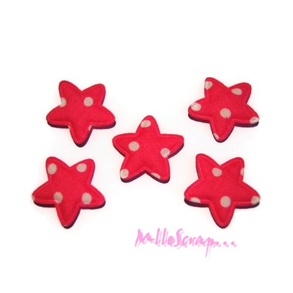 Appliques petites étoiles tissu rose - 10 pièces - Photo n°1